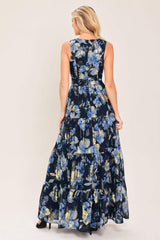 FOIL FLORAL EVENING WOVEN MAXI DRESS