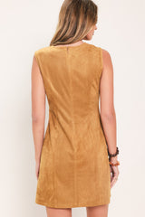 SANDALWOOD KISS FAUX SUEDE MINI DRESS