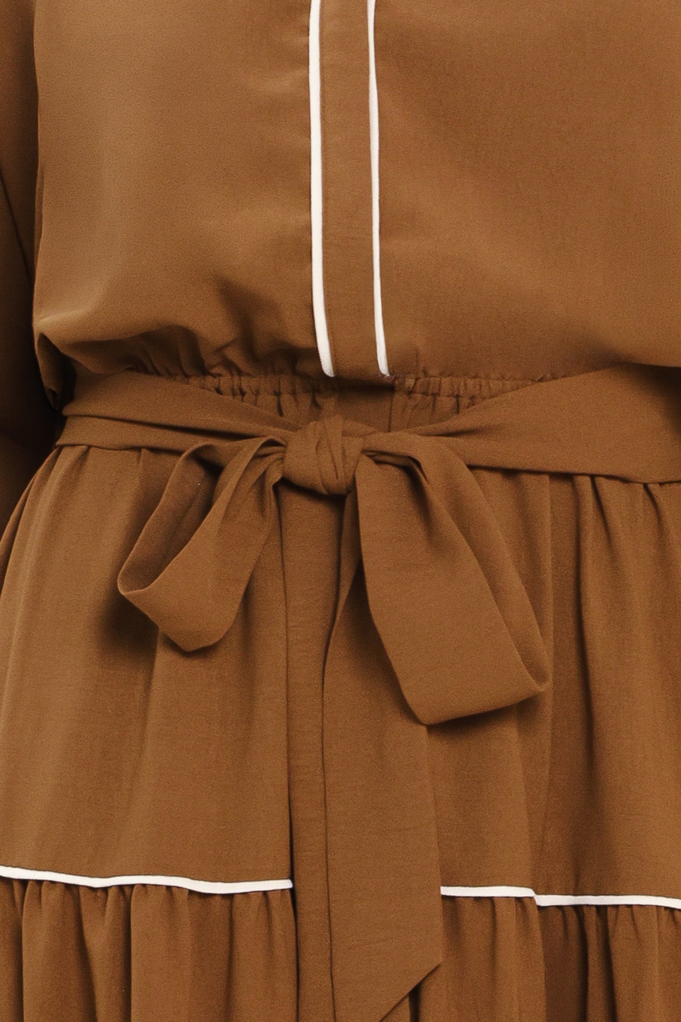 MAPLE TIERED MOMENTS WOVEN MIDI DRESS