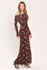TWILIGHT GARDEN POWER MESH MAXI DRESS