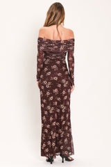 TWILIGHT GARDEN POWER MESH MAXI DRESS