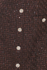 CHAMPAGNE NIGHTS CHOCOLATE SEQUIN TWEED MINI DRESS