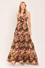 MERLOT MAGNOLIA WOVEN MAXI DRESS