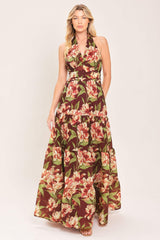 MERLOT MAGNOLIA WOVEN MAXI DRESS