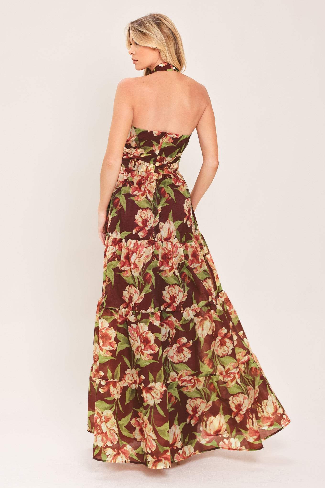 MERLOT MAGNOLIA WOVEN MAXI DRESS