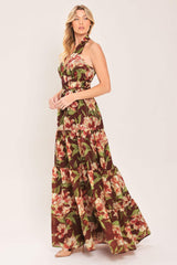 MERLOT MAGNOLIA WOVEN MAXI DRESS