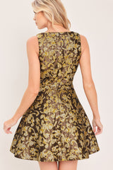 ANTIQUE GOLDEN SWIRL WOVEN MINI DRESS