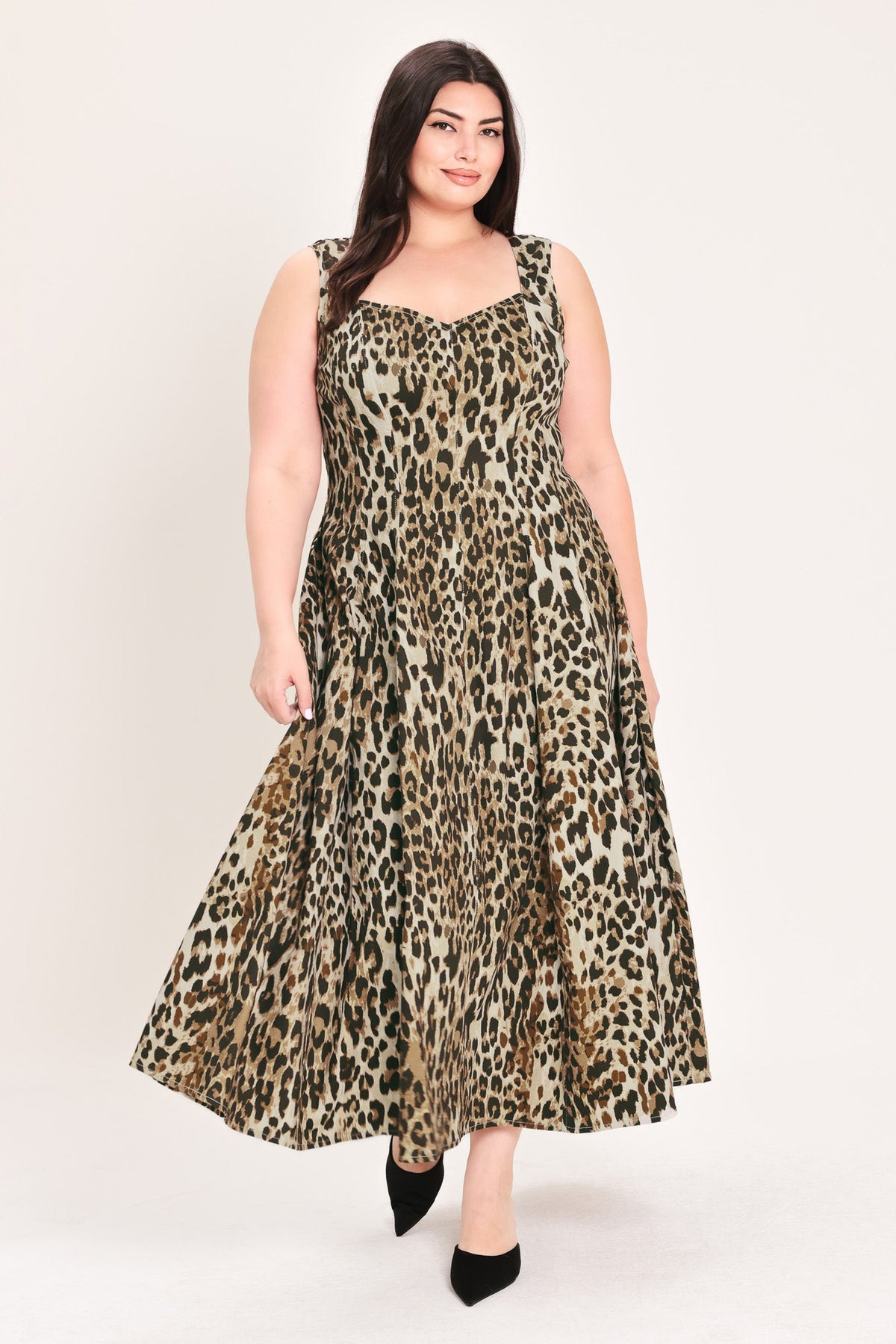 DESERT ROSE LEOPARD WOVEN MIDI DRESS - Flying Tomato - Flyclothing LLC