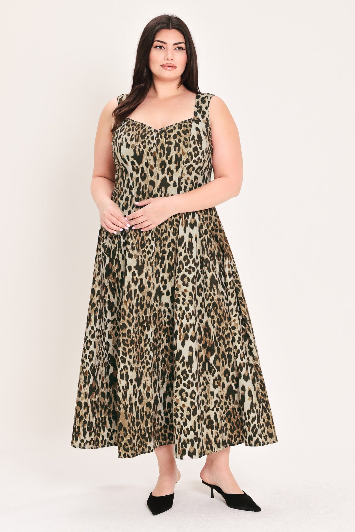 DESERT ROSE LEOPARD WOVEN MIDI DRESS - Flying Tomato - Flyclothing LLC