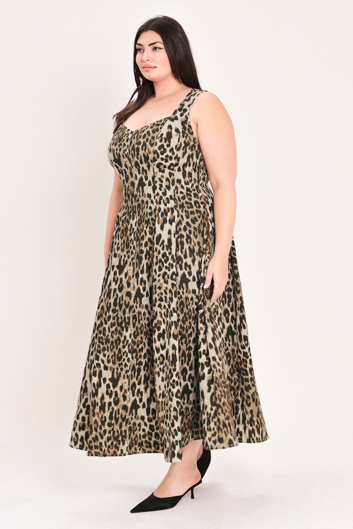 DESERT ROSE LEOPARD WOVEN MIDI DRESS - Flying Tomato - Flyclothing LLC
