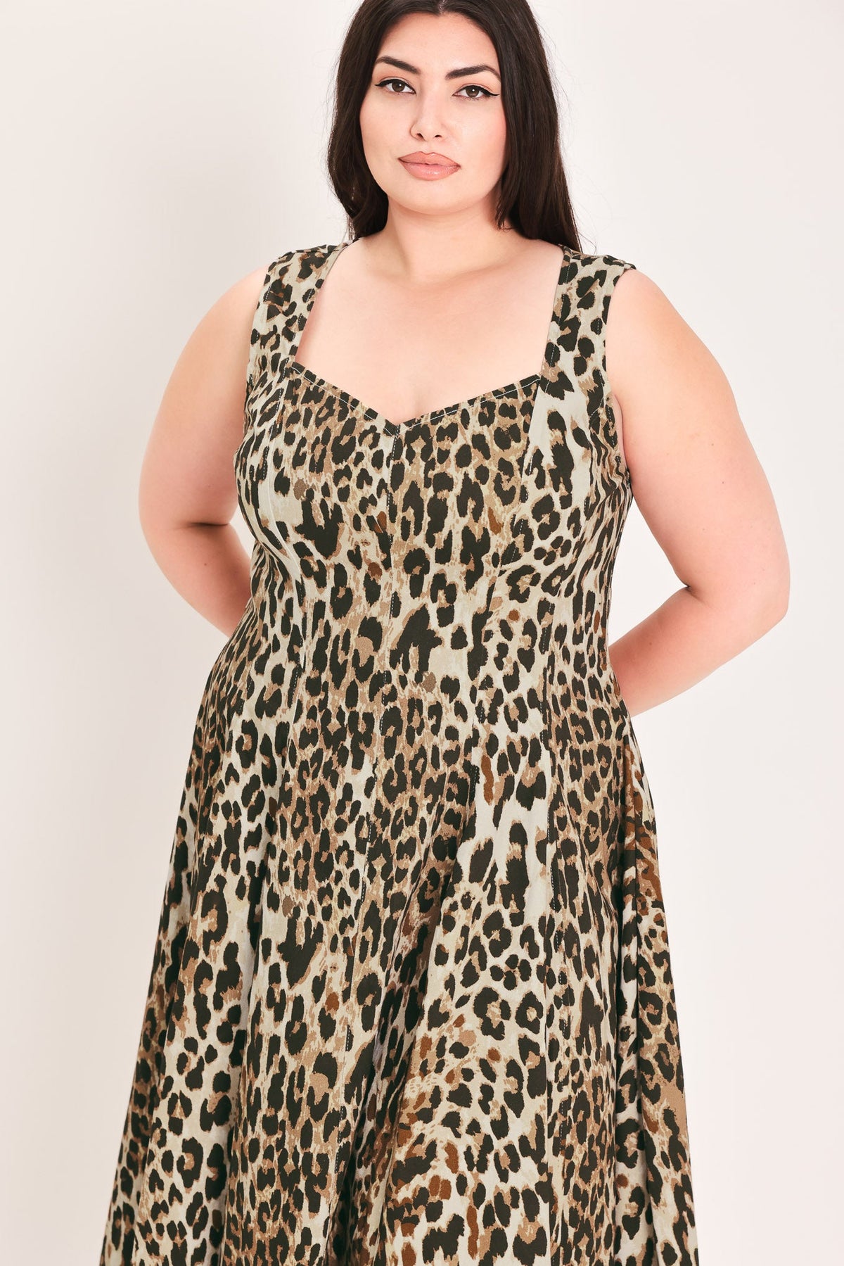 DESERT ROSE LEOPARD WOVEN MIDI DRESS - Flying Tomato - Flyclothing LLC