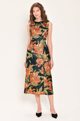 STARRY NOIR BLACK METALLIC TEXTURED COLUMN DRESS - Flying Tomato - Flyclothing LLC