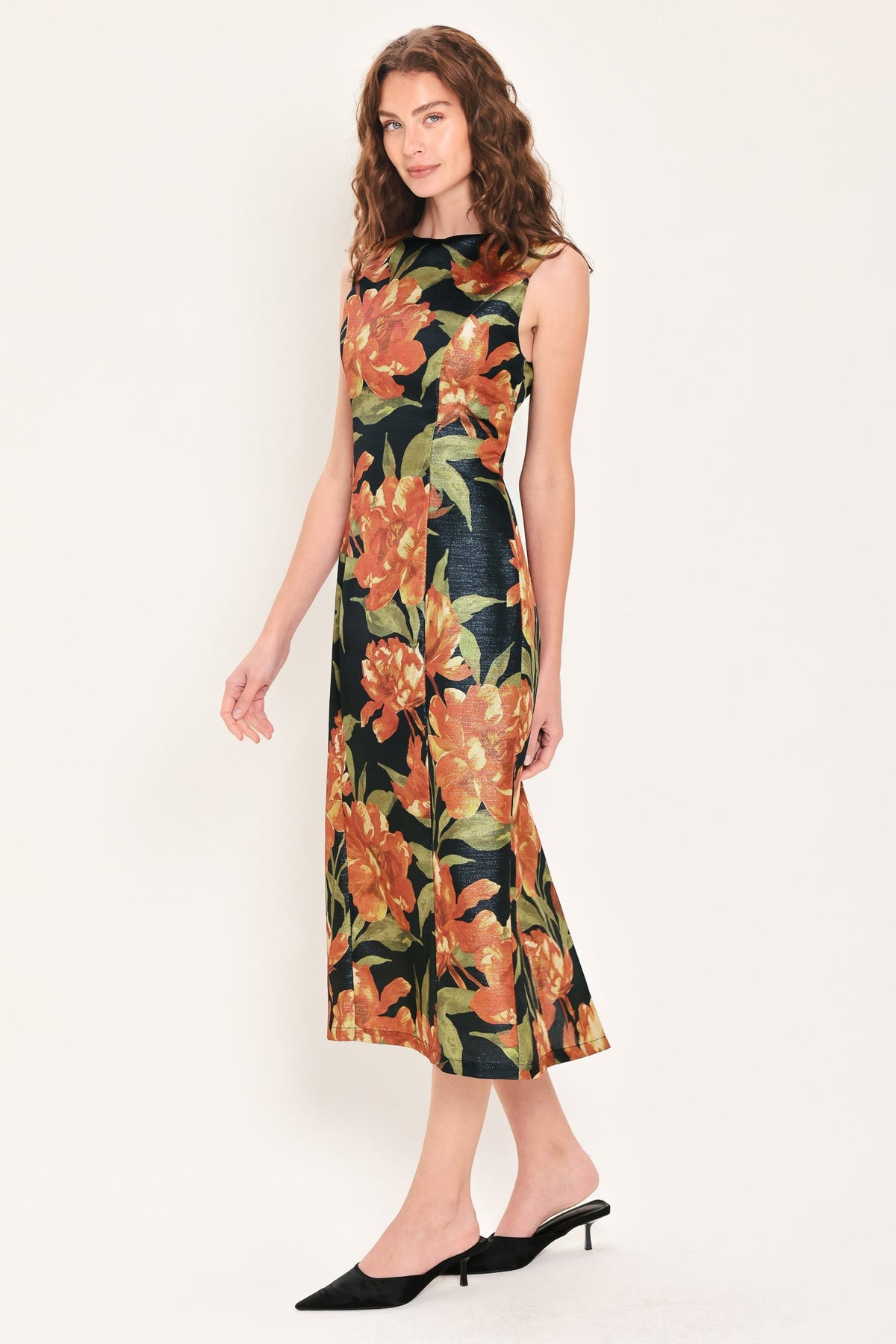 STARRY NOIR BLACK METALLIC TEXTURED COLUMN DRESS - Flying Tomato - Flyclothing LLC