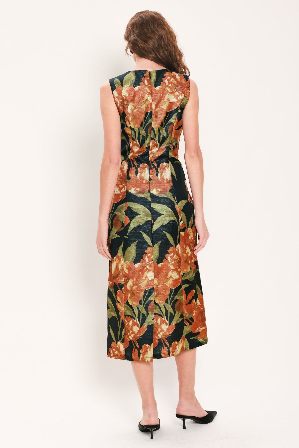 STARRY NOIR BLACK METALLIC TEXTURED COLUMN DRESS - Flying Tomato - Flyclothing LLC