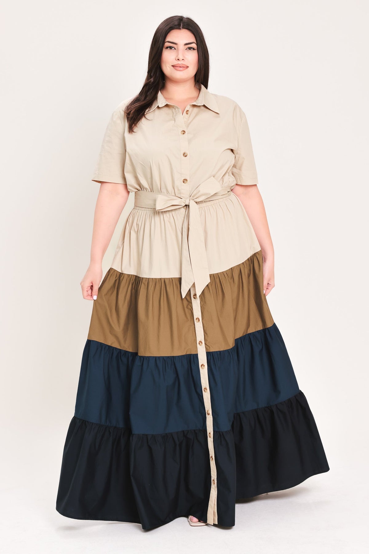MARINA SUNSET WOVEN MAXI SHIRT DRESS - Flying Tomato - Flyclothing LLC