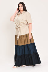 MARINA SUNSET WOVEN MAXI SHIRT DRESS - Flying Tomato - Flyclothing LLC
