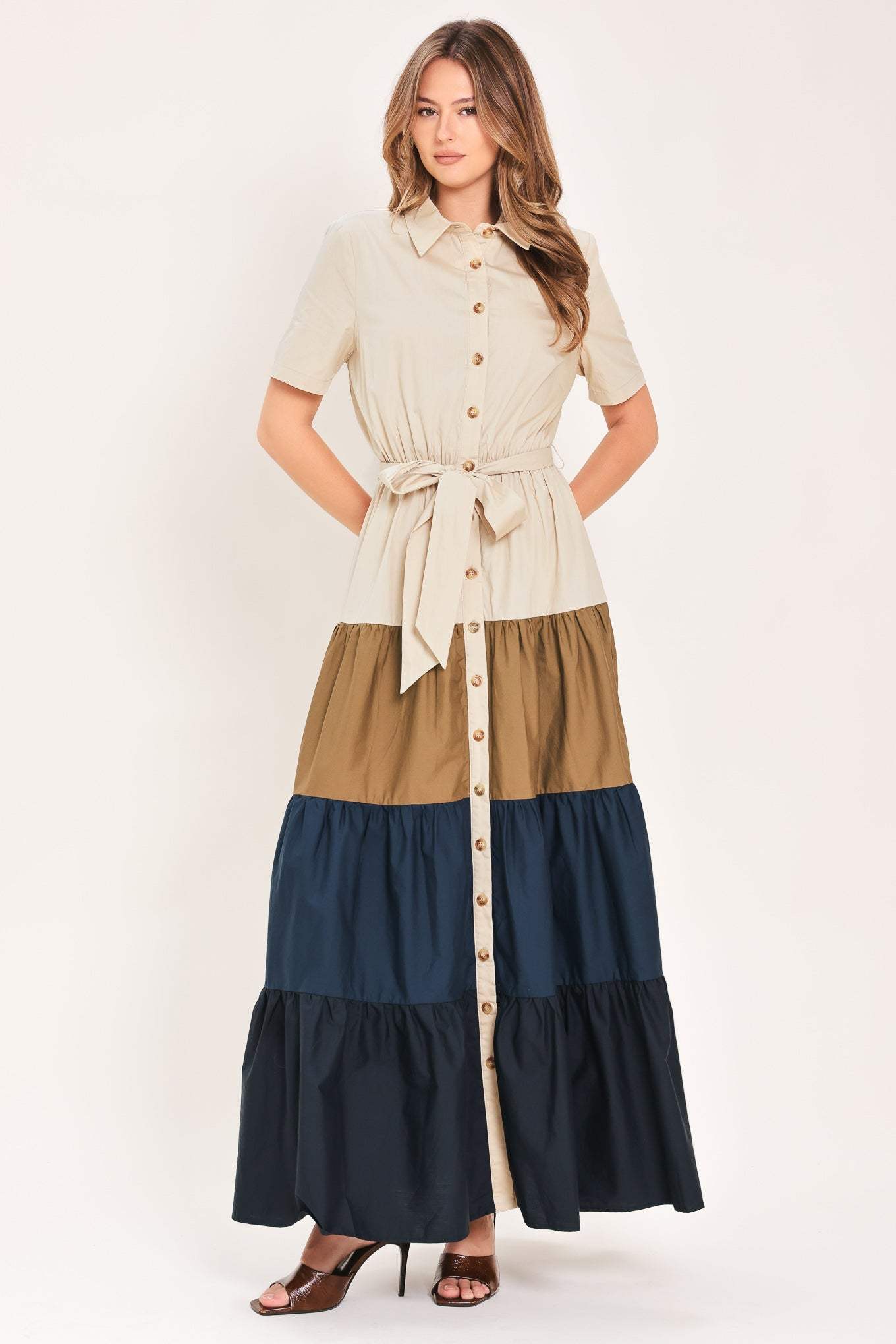 MARINA SUNSET WOVEN MAXI SHIRT DRESS