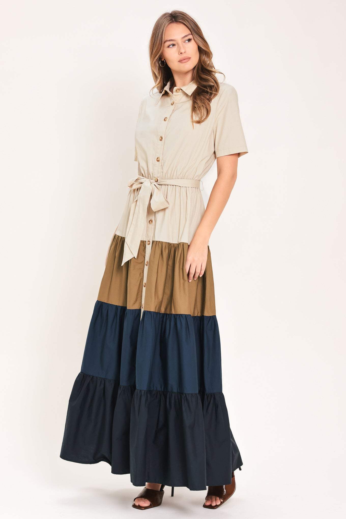 MARINA SUNSET WOVEN MAXI SHIRT DRESS