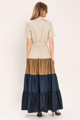 MARINA SUNSET WOVEN MAXI SHIRT DRESS
