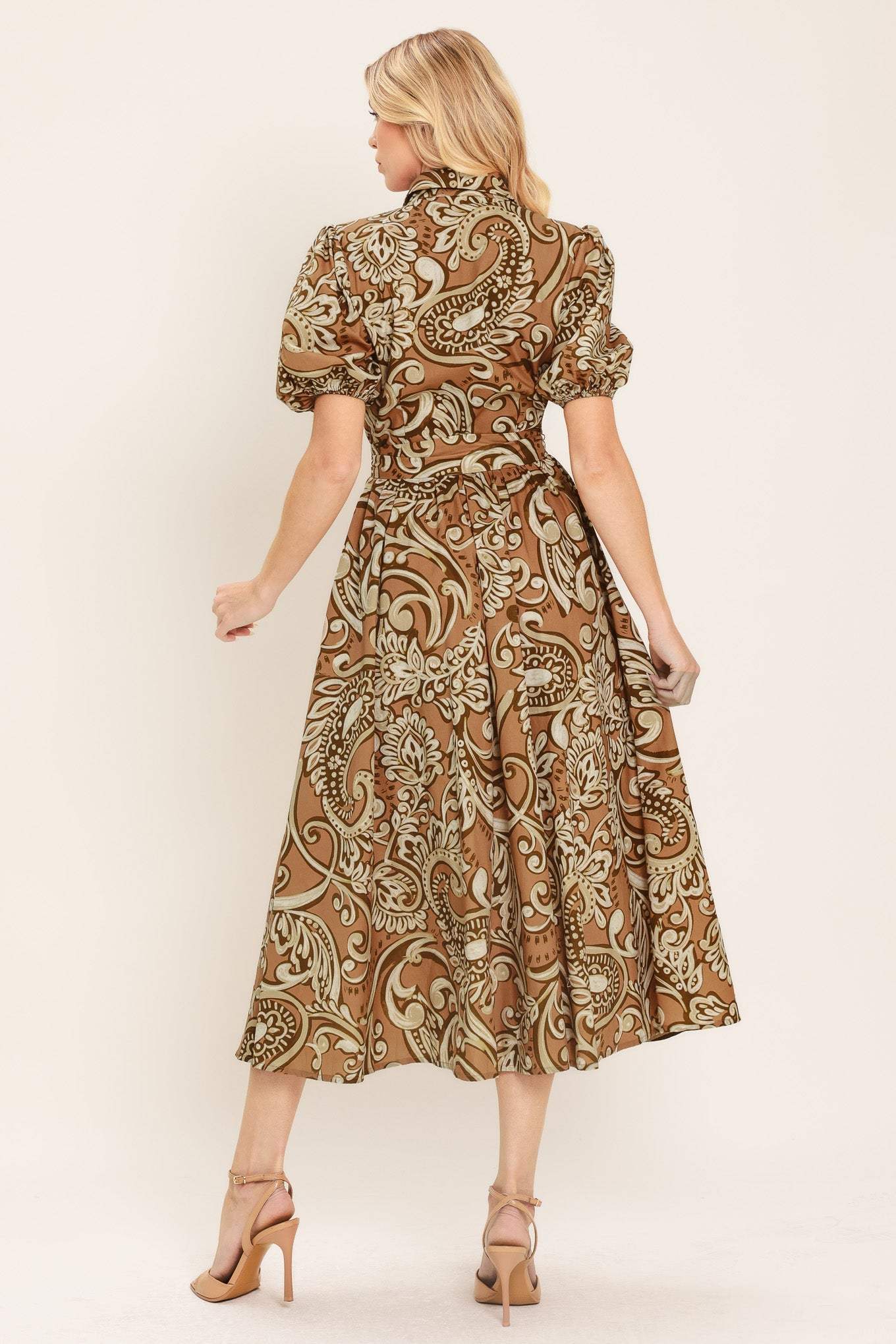 VINTAGE PAISLEY WOVEN MIDI DRESS
