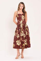 CASSIS BLOSSOM CHAPTER WOVEN MIDI DRESS