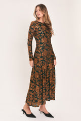 EMERALD ENCHANTMENT KELLY GREEN BURNOUT VELVET MAXI DRESS