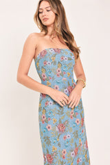 CELESTIAL GARDEN JACQUARD WOVEN TUBE DRESS