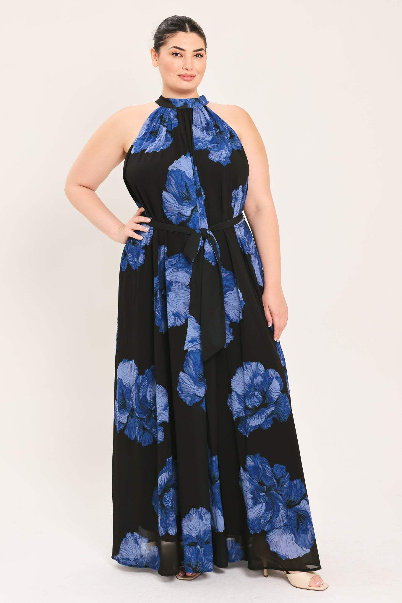 EVENING ORCHARD WOVEN HALTER MAXI DRESS - Flying Tomato - Flyclothing LLC