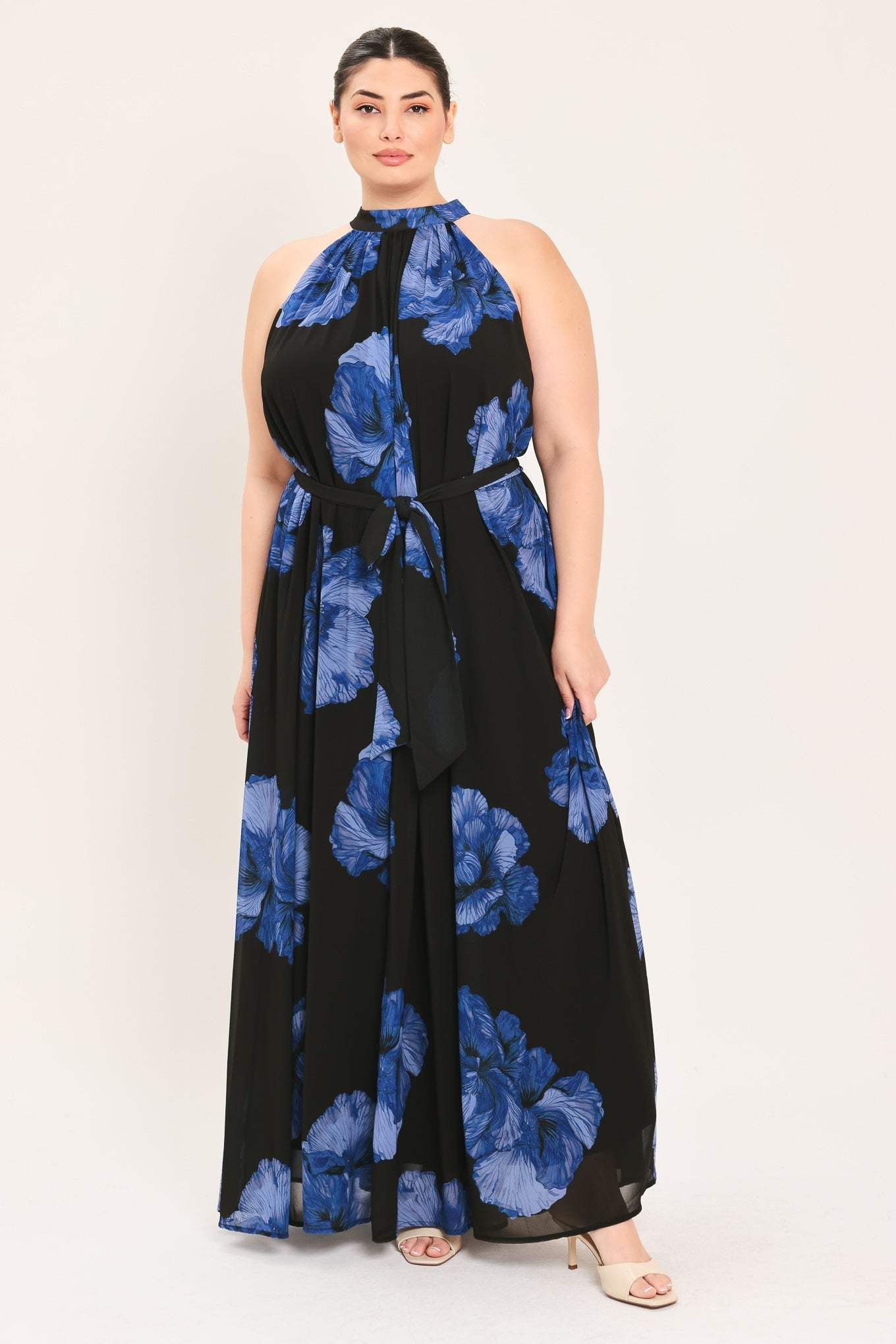EVENING ORCHARD WOVEN HALTER MAXI DRESS - Flying Tomato - Flyclothing LLC