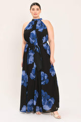 EVENING ORCHARD WOVEN HALTER MAXI DRESS - Flying Tomato - Flyclothing LLC