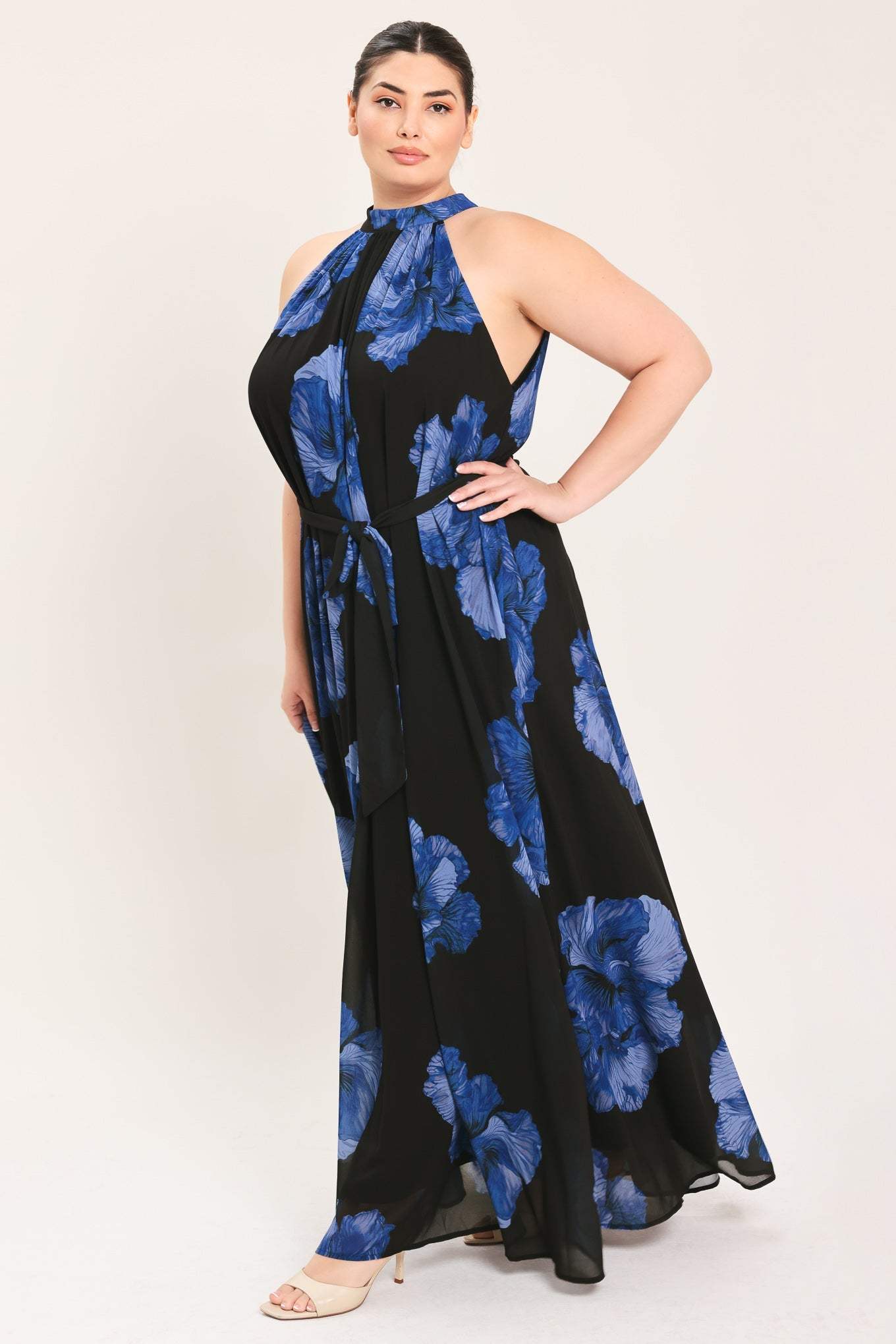 EVENING ORCHARD WOVEN HALTER MAXI DRESS - Flying Tomato - Flyclothing LLC