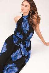 EVENING ORCHARD WOVEN HALTER MAXI DRESS