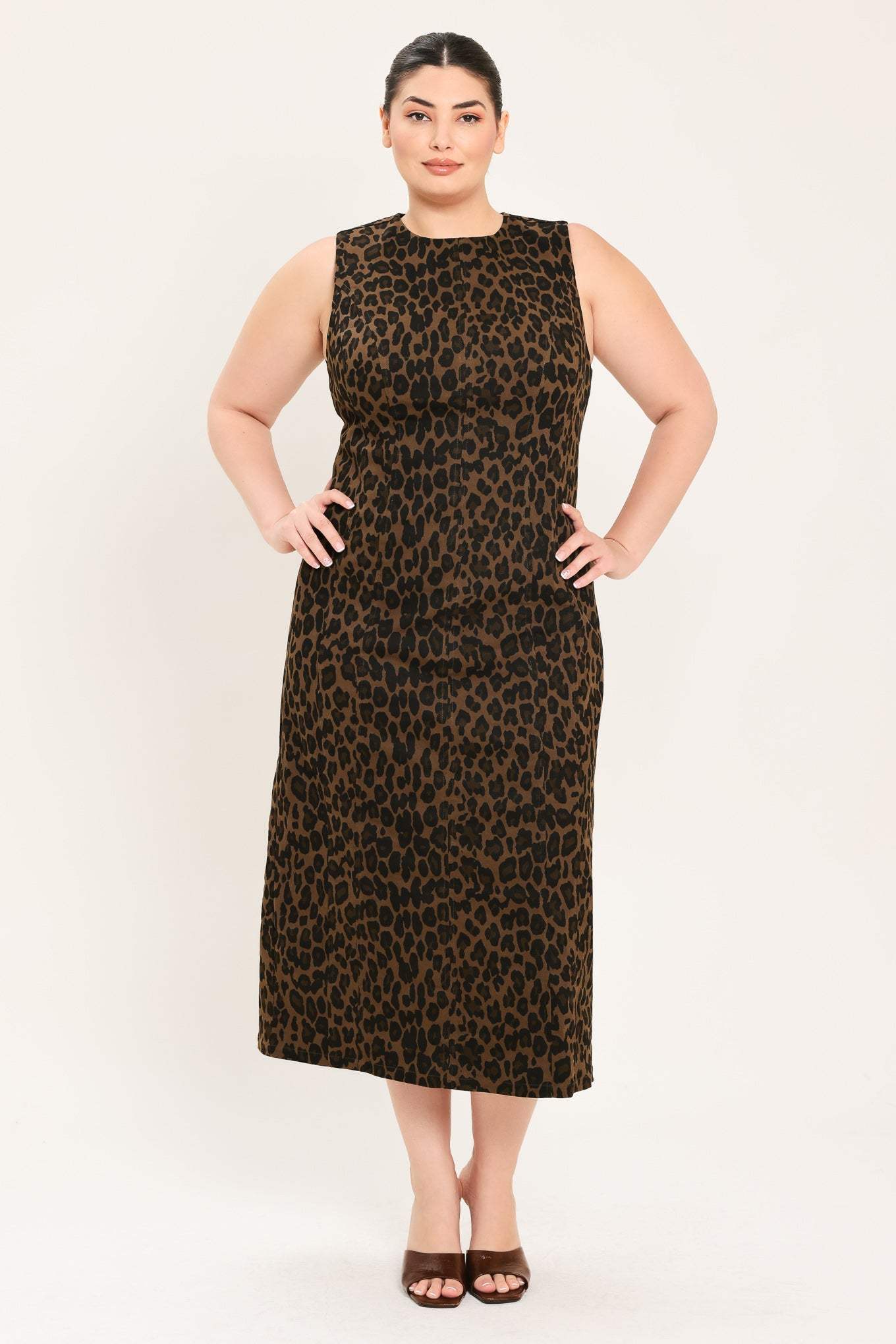 LEOPARD ICON TWILL MIDI DRESS - Flying Tomato - Flyclothing LLC