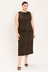 LEOPARD ICON TWILL MIDI DRESS - Flying Tomato - Flyclothing LLC