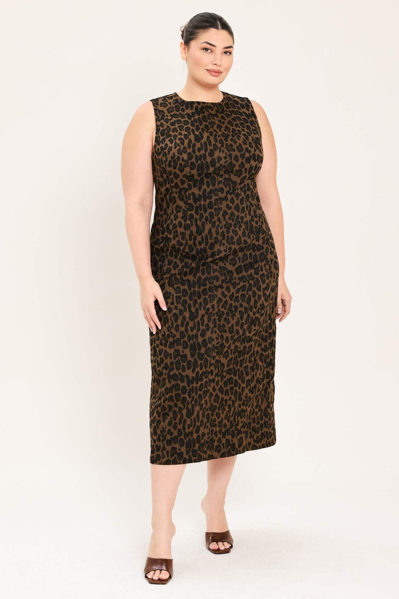 LEOPARD ICON TWILL MIDI DRESS - Flying Tomato - Flyclothing LLC