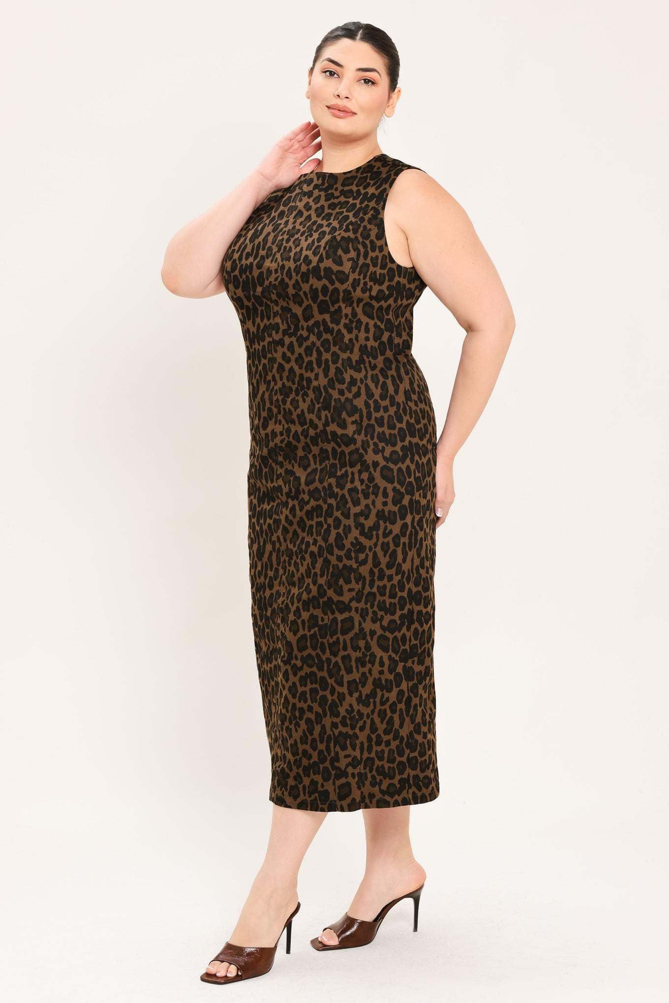 LEOPARD ICON TWILL MIDI DRESS - Flying Tomato - Flyclothing LLC