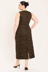 LEOPARD ICON TWILL MIDI DRESS - Flying Tomato - Flyclothing LLC