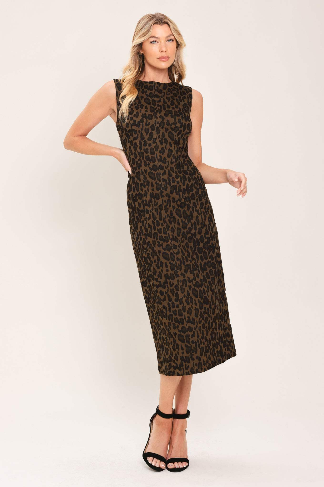 LEOPARD ICON TWILL MIDI DRESS
