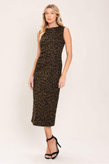 LEOPARD ICON TWILL MIDI DRESS
