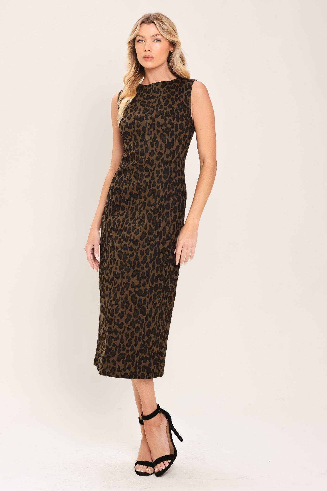 LEOPARD ICON TWILL MIDI DRESS