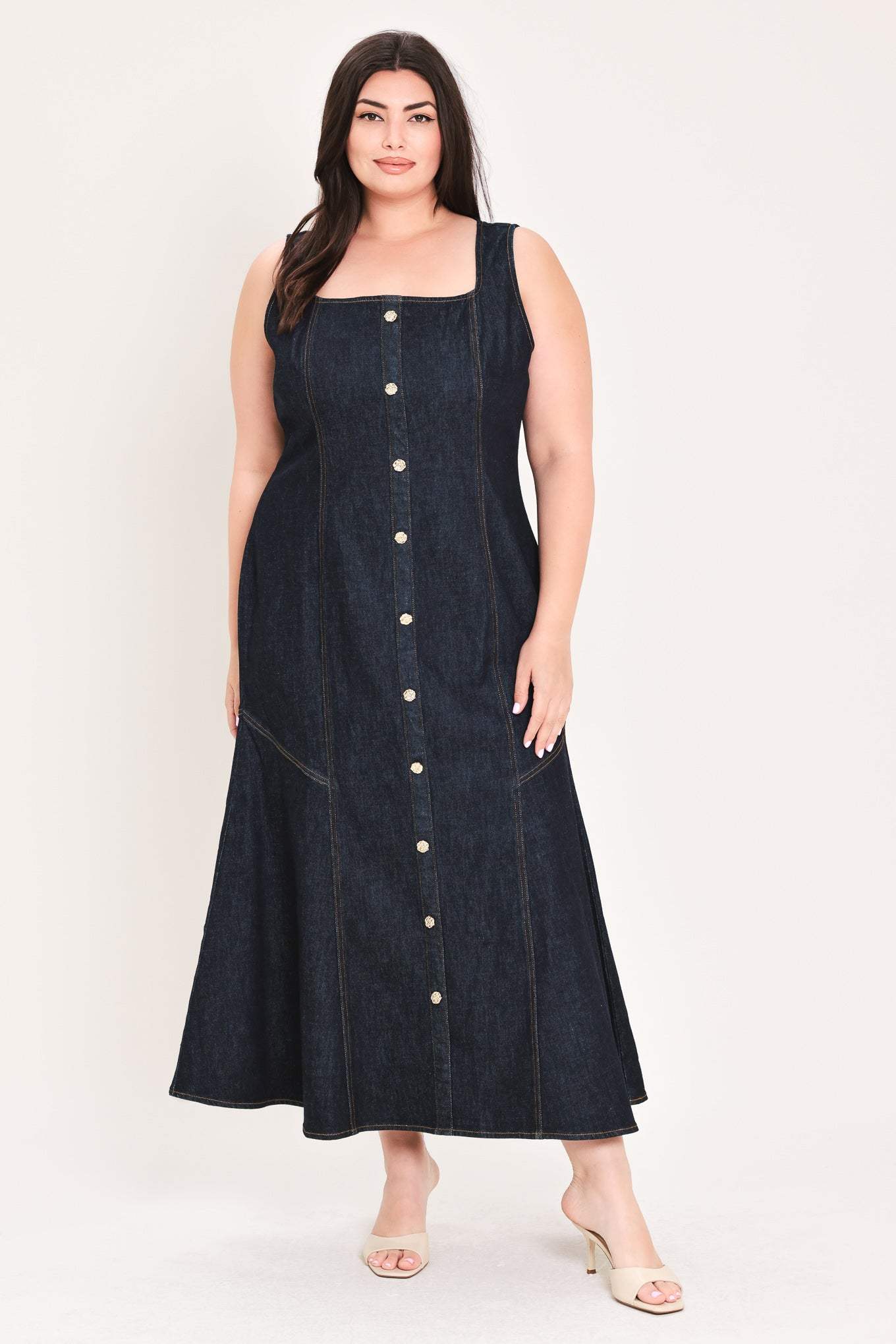 CHELSEA DENIM MIDI DRESS