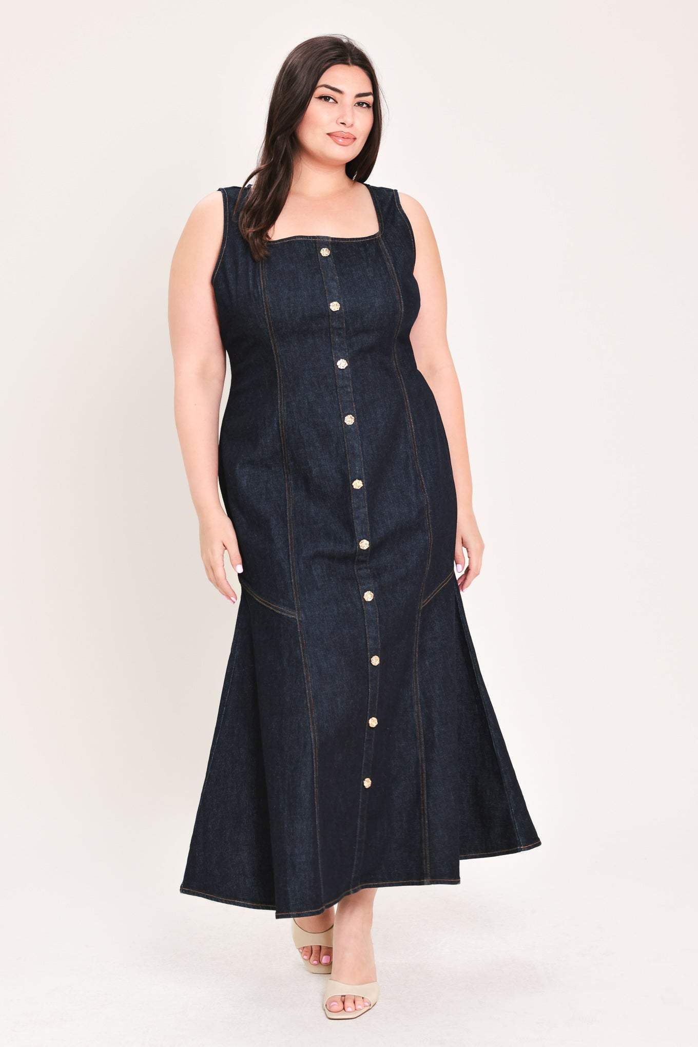 CHELSEA DENIM MIDI DRESS