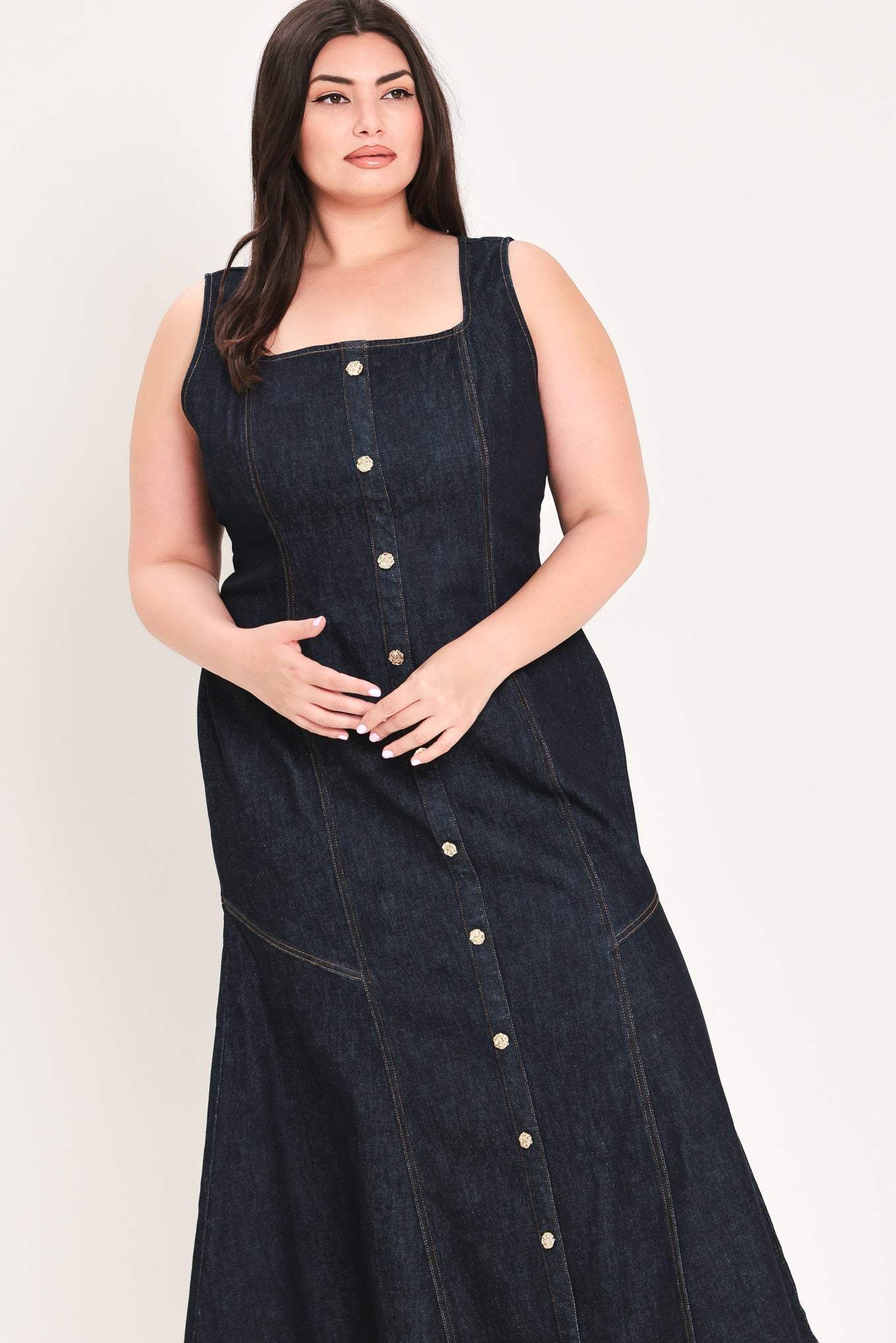 CHELSEA DENIM MIDI DRESS