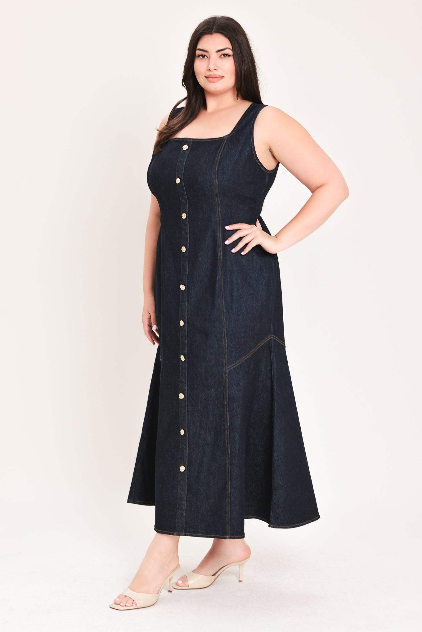 CHELSEA DENIM MIDI DRESS