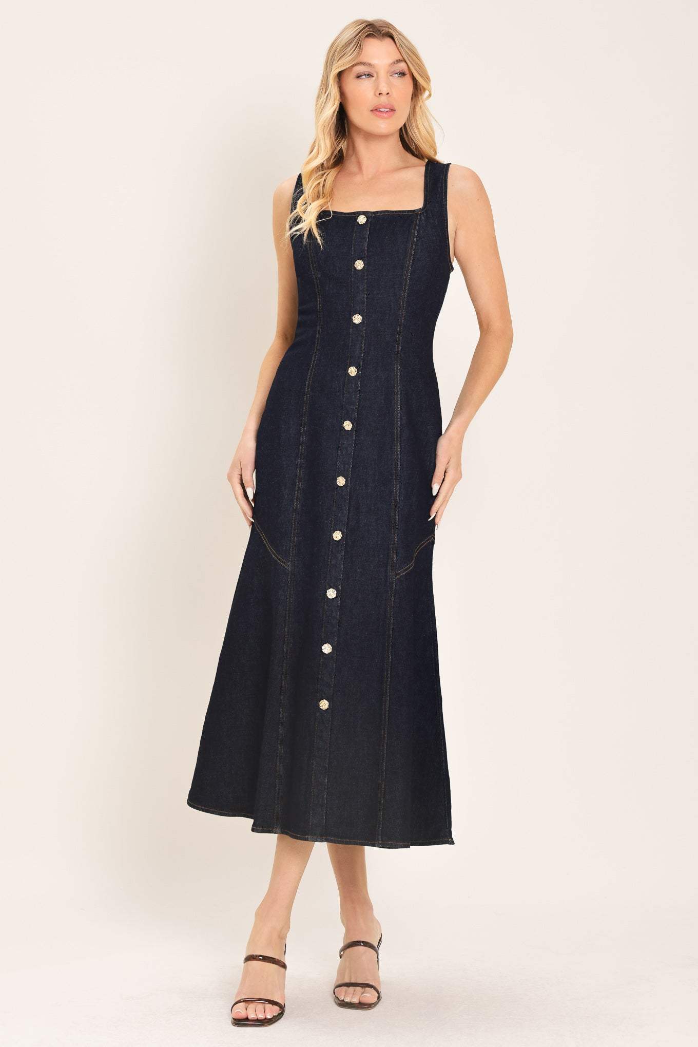 CHELSEA DENIM MIDI DRESS