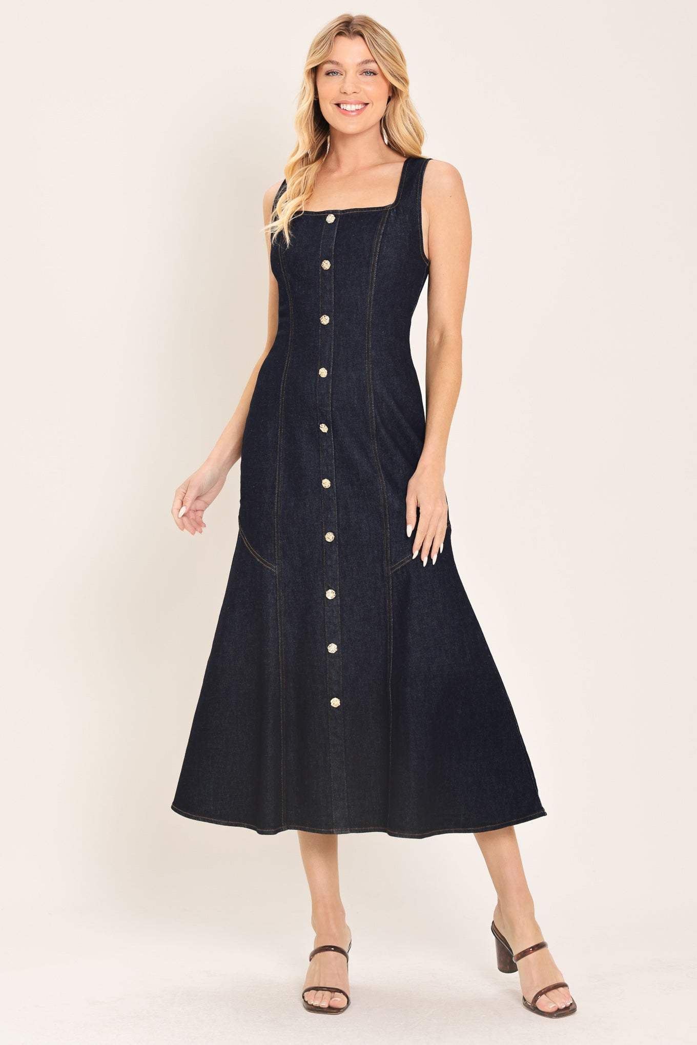 CHELSEA DENIM MIDI DRESS