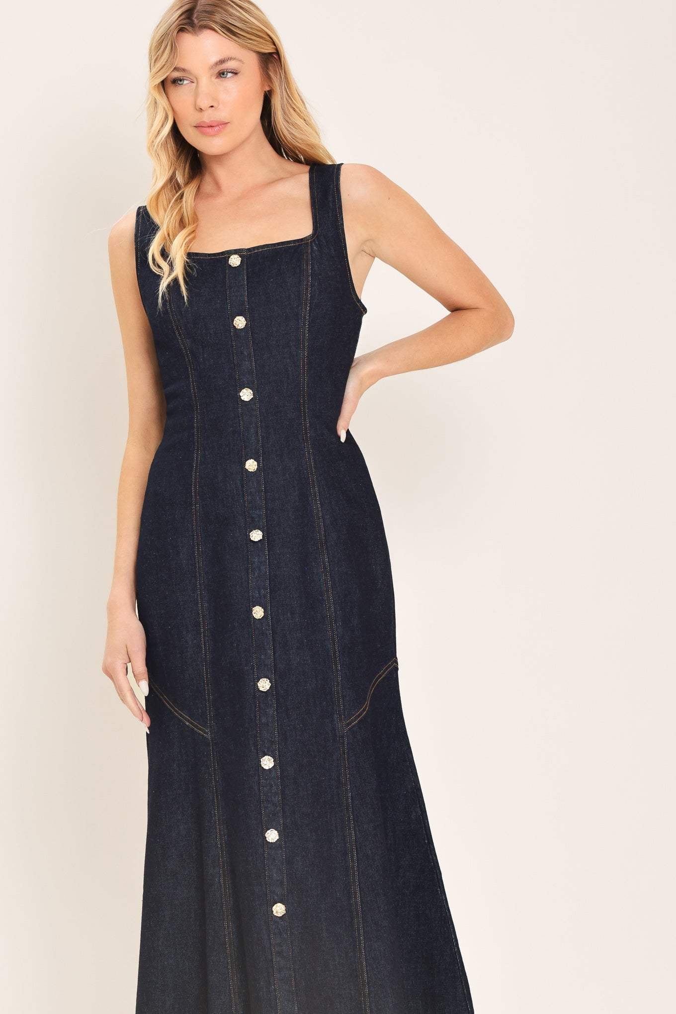 CHELSEA DENIM MIDI DRESS