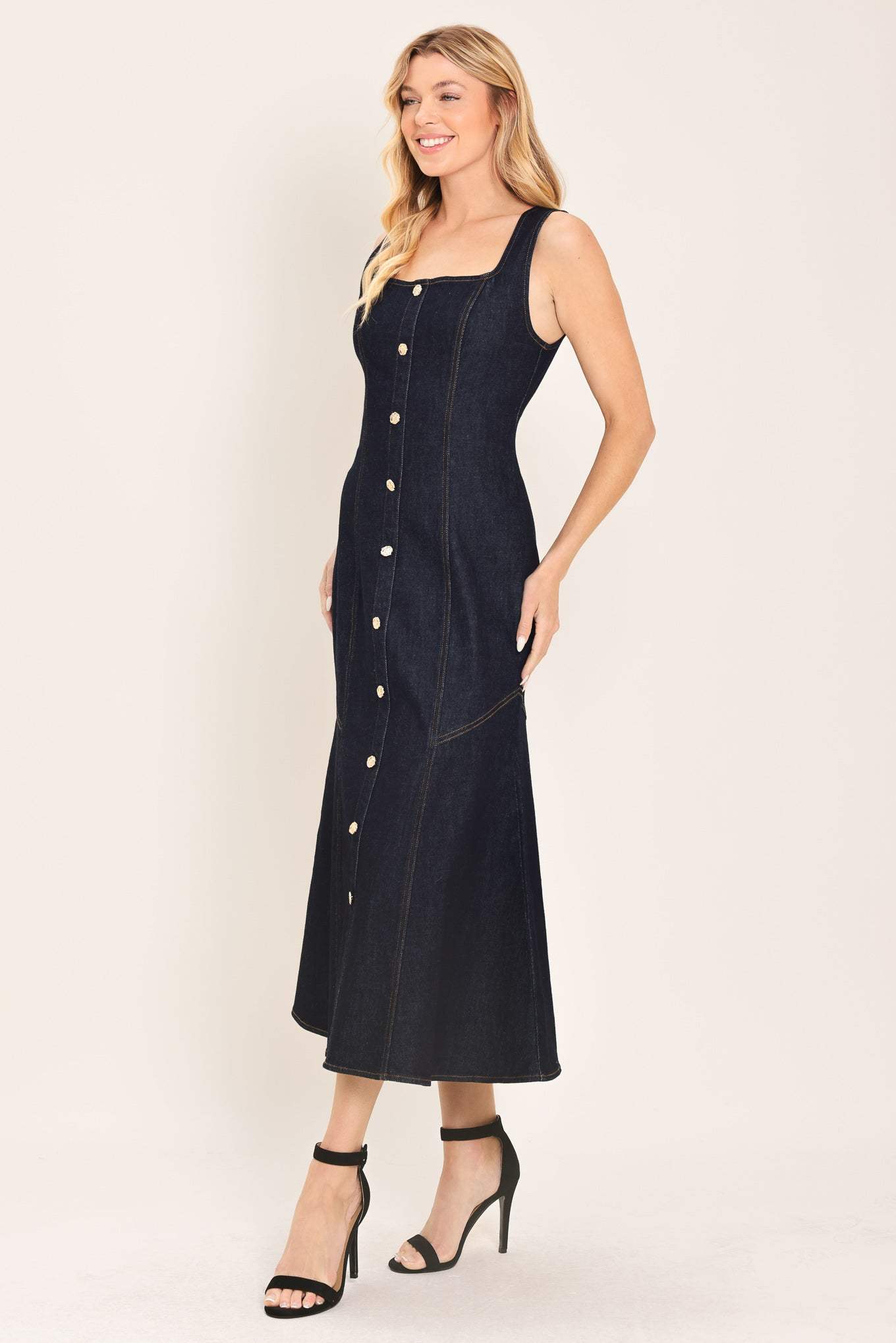 CHELSEA DENIM MIDI DRESS