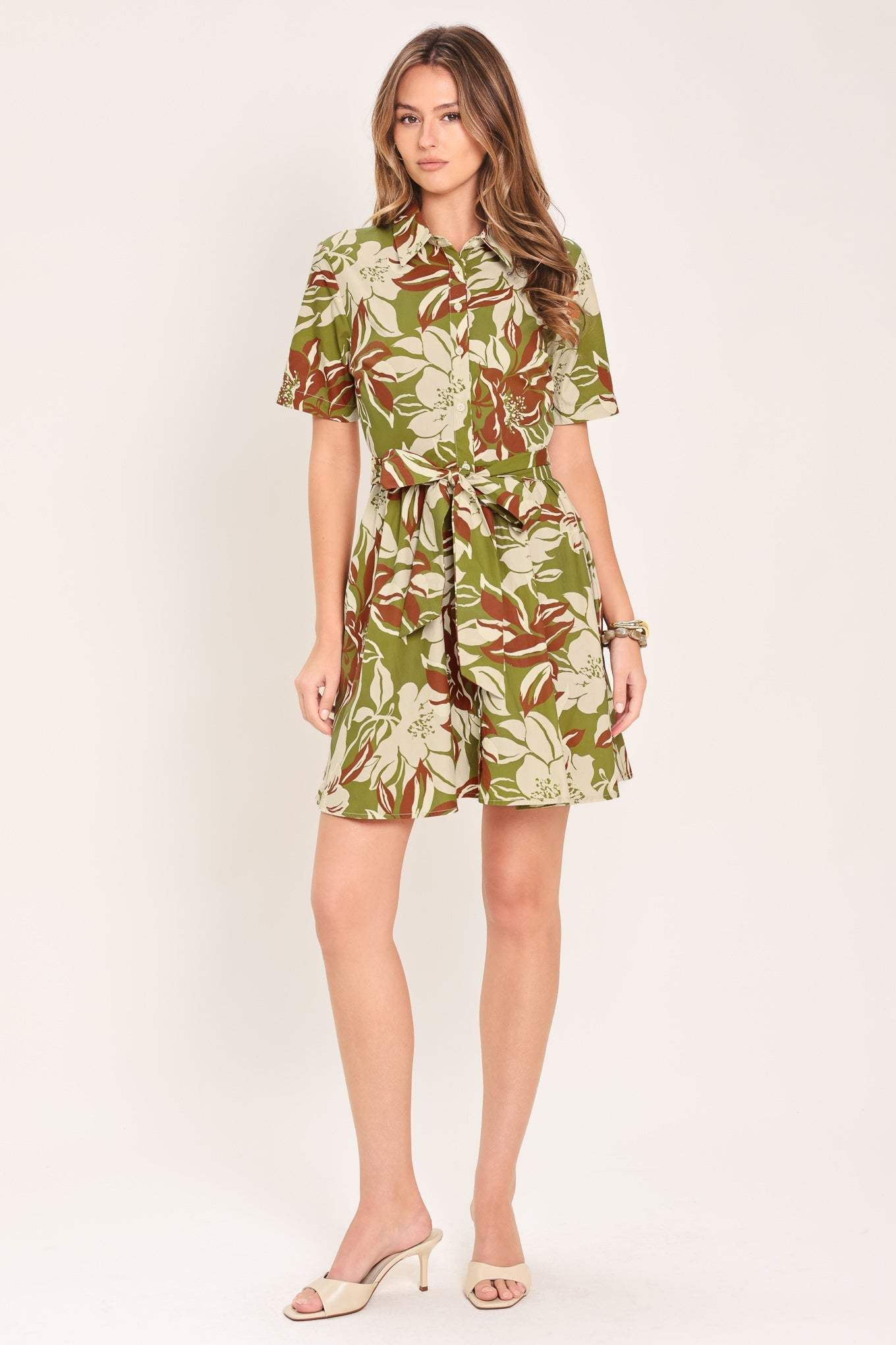 VERDANT ESCAP WOVEN MINI SHIRT DRESS