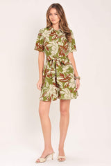VERDANT ESCAP WOVEN MINI SHIRT DRESS
